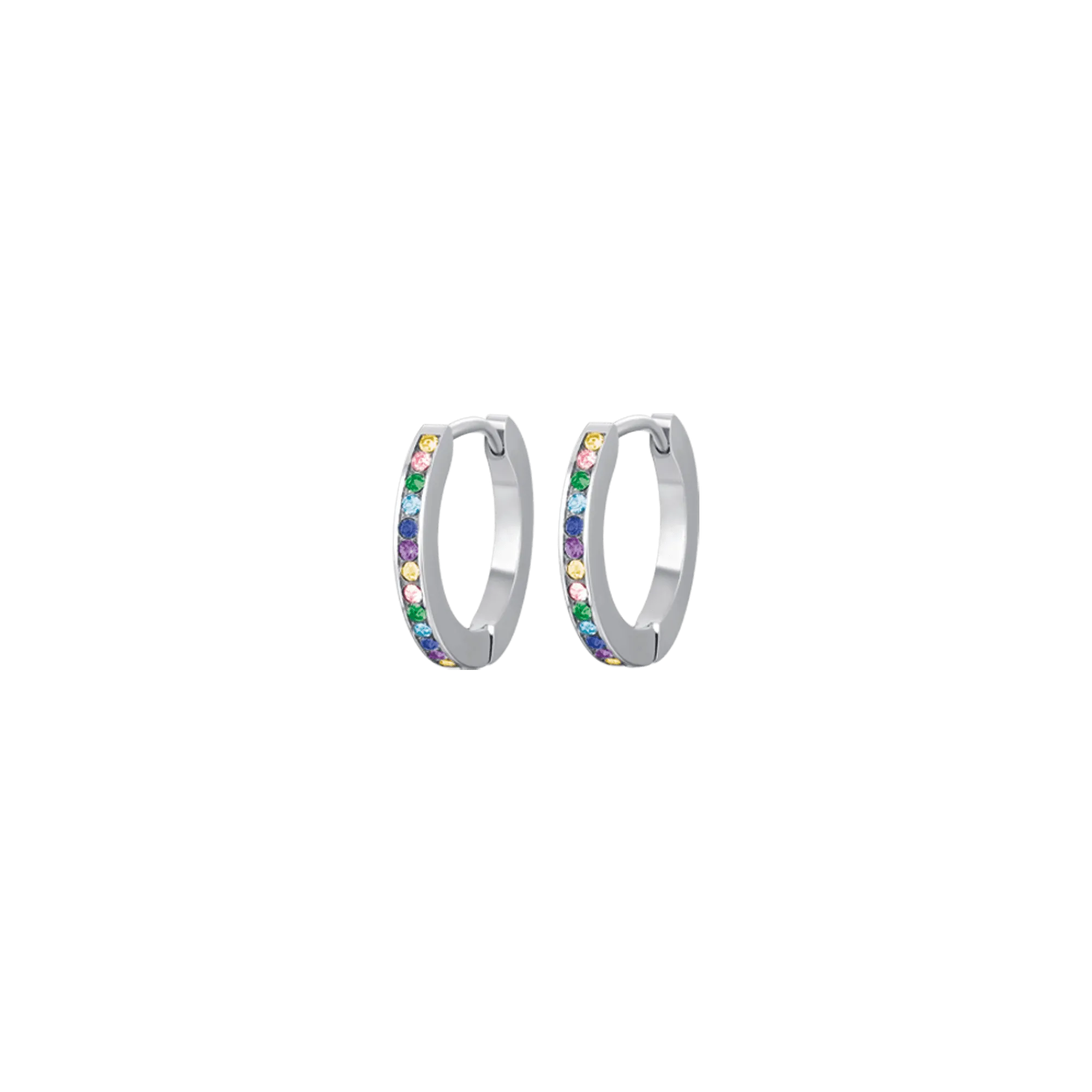 Luca Barra Ladies Steel Earrings with Multicolored Crystals