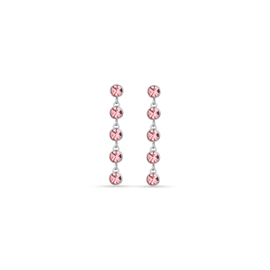 Luca Barra Ladies steel earrings with pink crystals