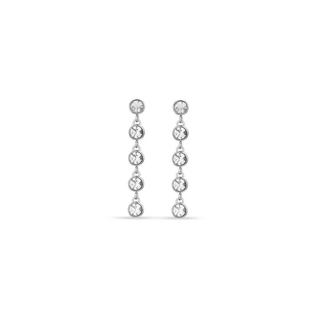 Luca Barra Ladies steel earrings with White crystals