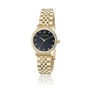 Luca Barra Ladies Watch with IP Gold Steel Case and Black Dial