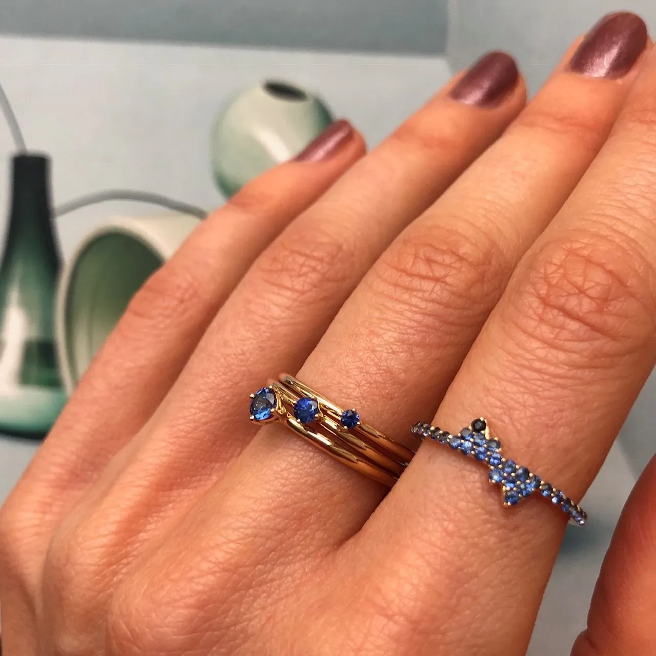 Malene 2.5 Blue 14K Gold Ring w. Sapphire