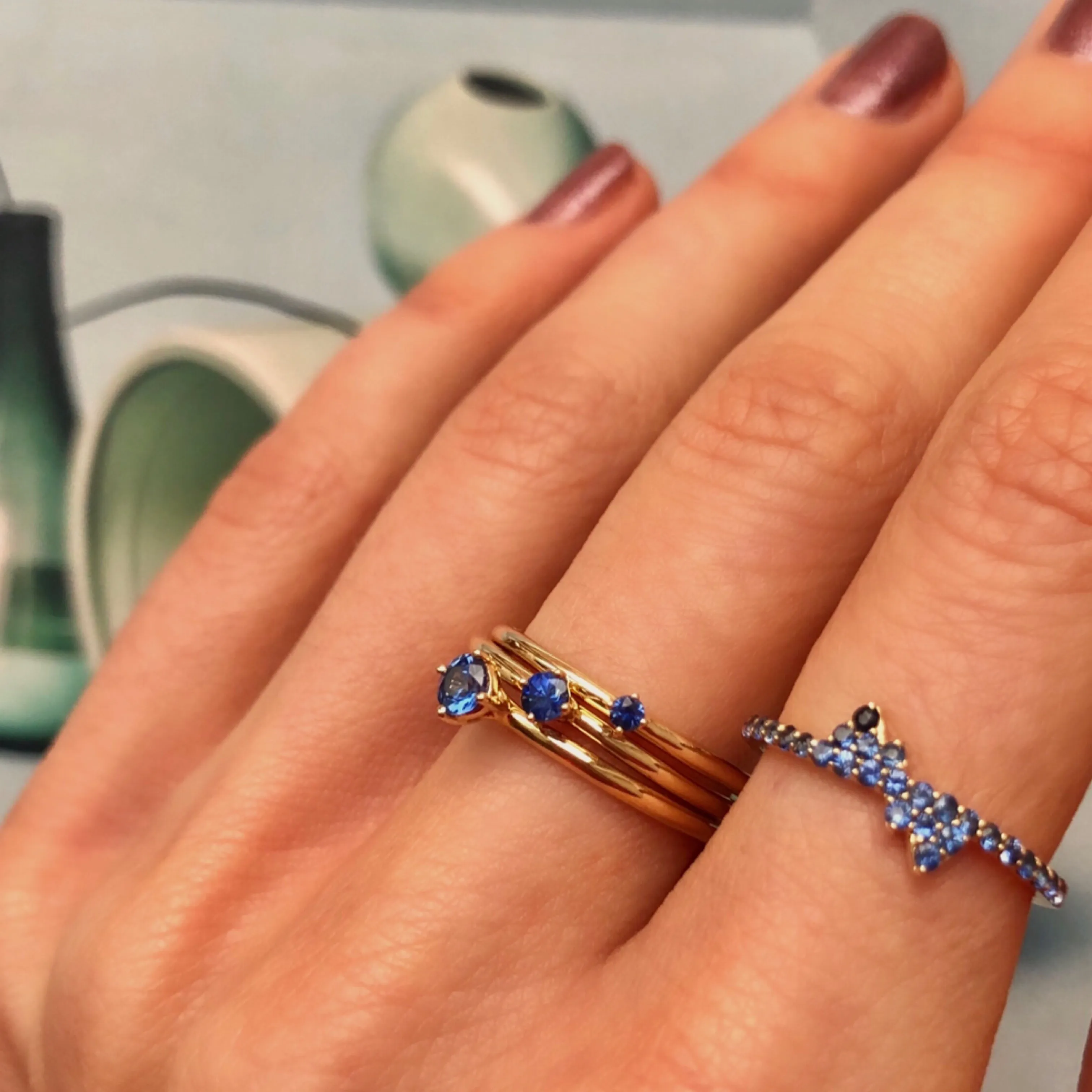 Malene 2.5 Blue 14K Gold Ring w. Sapphire