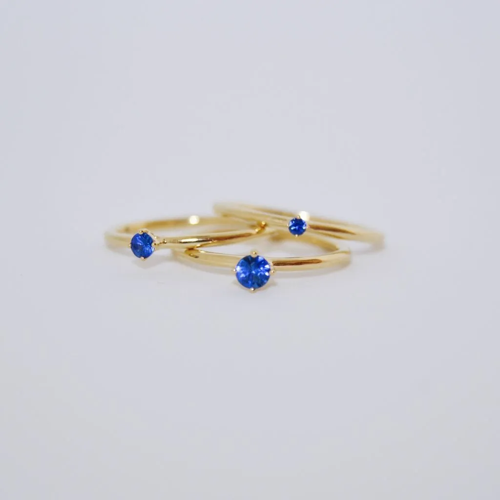 Malene 2.5 Blue 14K Gold Ring w. Sapphire