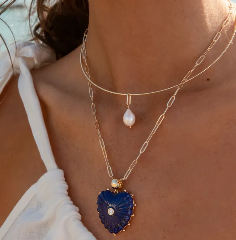 Malene Lapis Paperclip Necklace