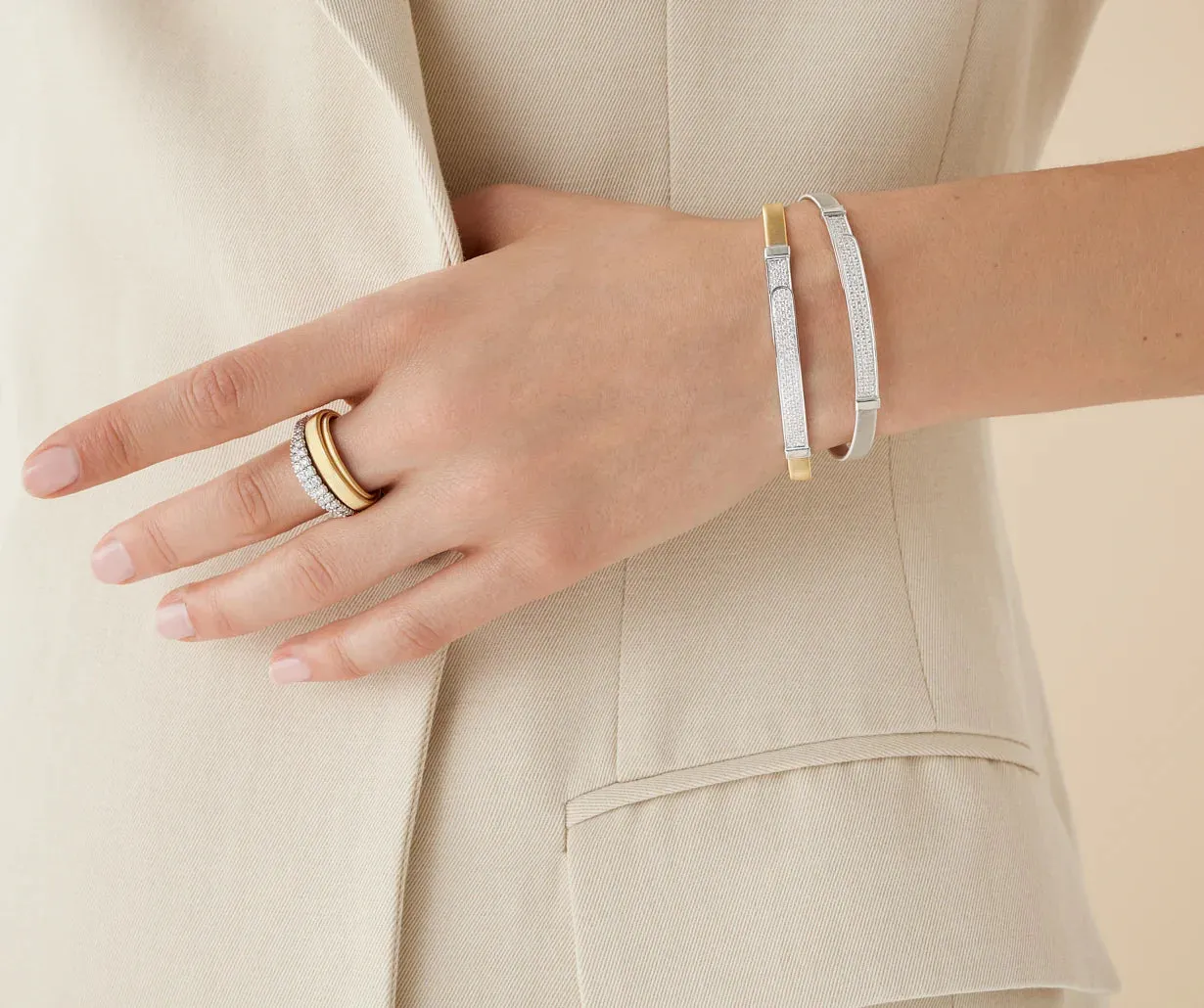 Marco Bicego Masai 18ct White Gold Coil 0.50ct Diamond Bangle