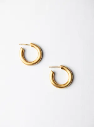 Medium Matte 14K Gold Plated Hoops