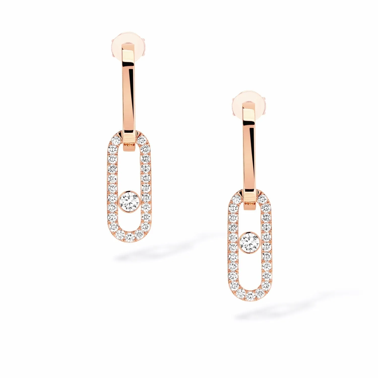 Messika Move Link 18ct Rose Gold 0.88ct Diamond Drop Earrings
