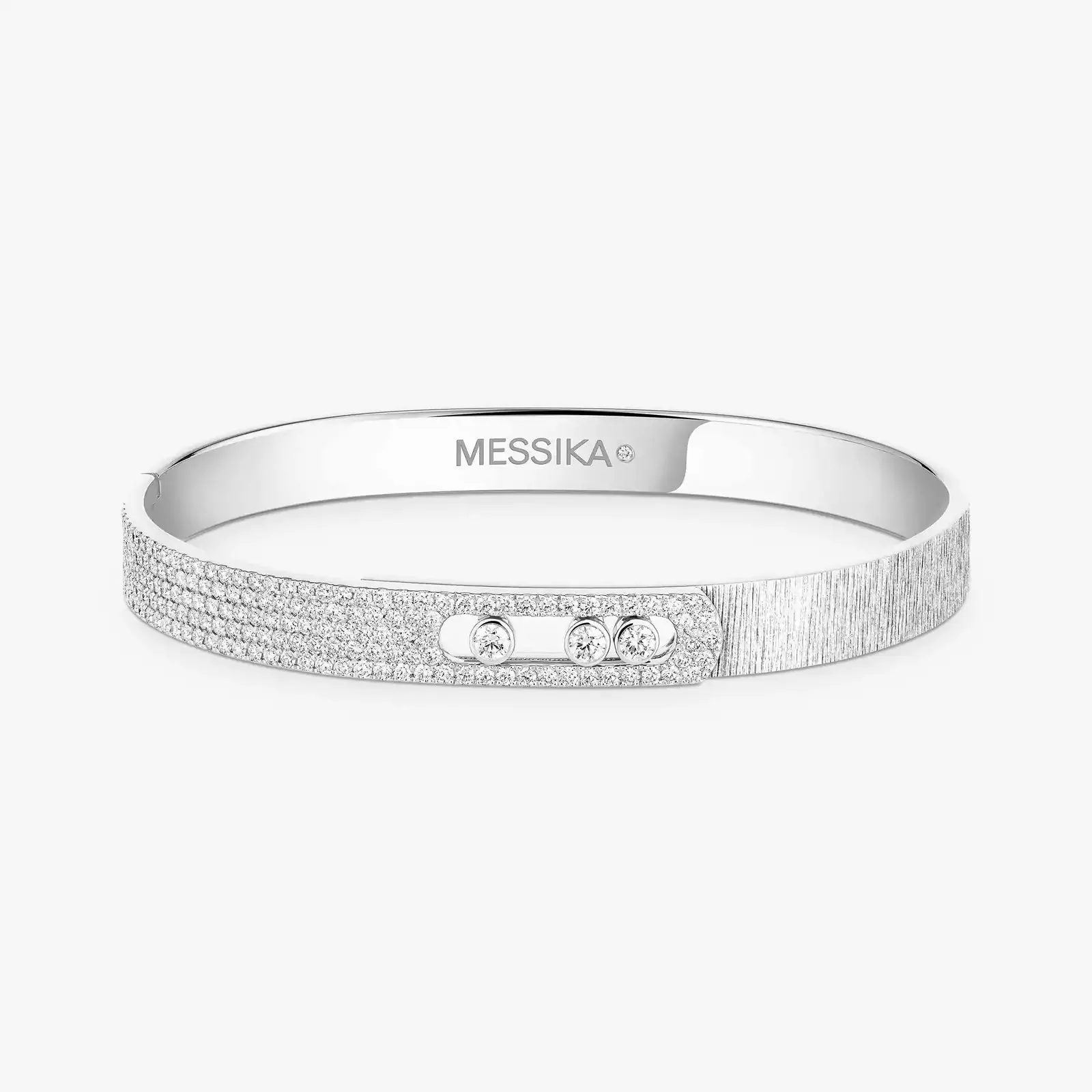 Messika Move Noa Ciselé Semi-Pavé 18ct White Gold 1.55ct Diamond Bangle