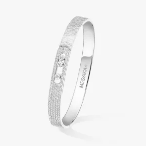 Messika Move Noa Ciselé Semi-Pavé 18ct White Gold 1.55ct Diamond Bangle