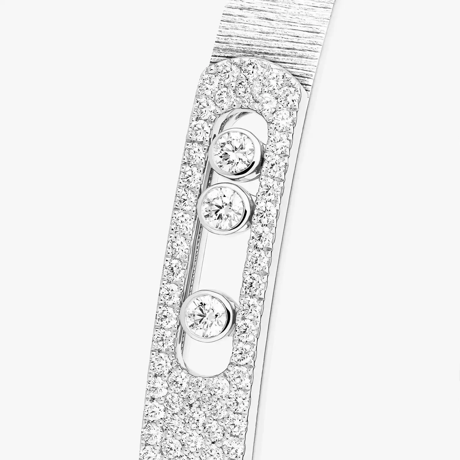 Messika Move Noa Ciselé Semi-Pavé 18ct White Gold 1.55ct Diamond Bangle