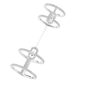 Messika Move Uno 18ct White Gold Diamond Double Ring
