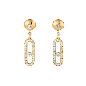 Messika Move Uno 18ct Yellow Gold Diamond Stud Drop Earrings