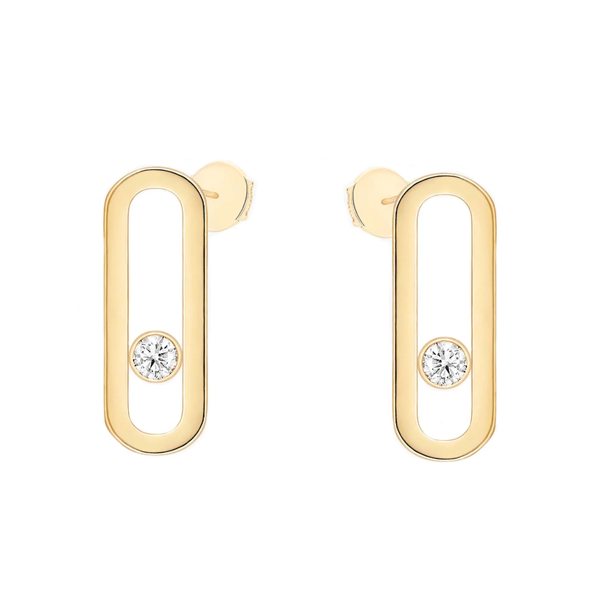 Messika Move Uno 18ct Yellow Gold Diamond Stud Earrings