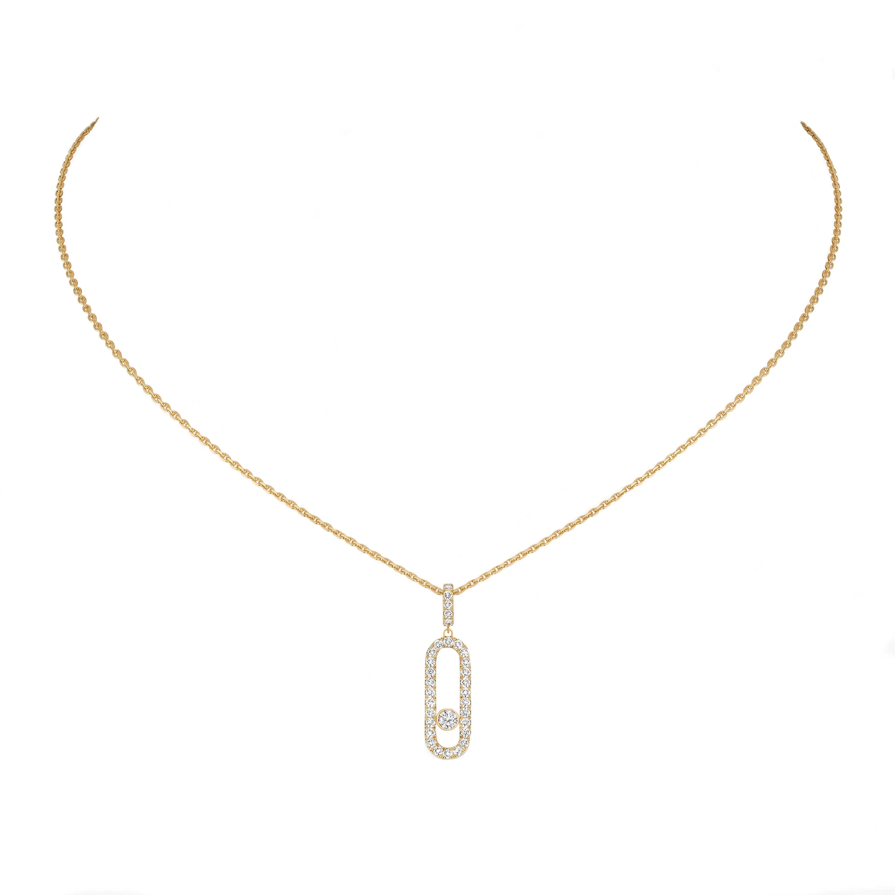 Messika Move Uno Pave 18ct Yellow Gold Diamond Necklace