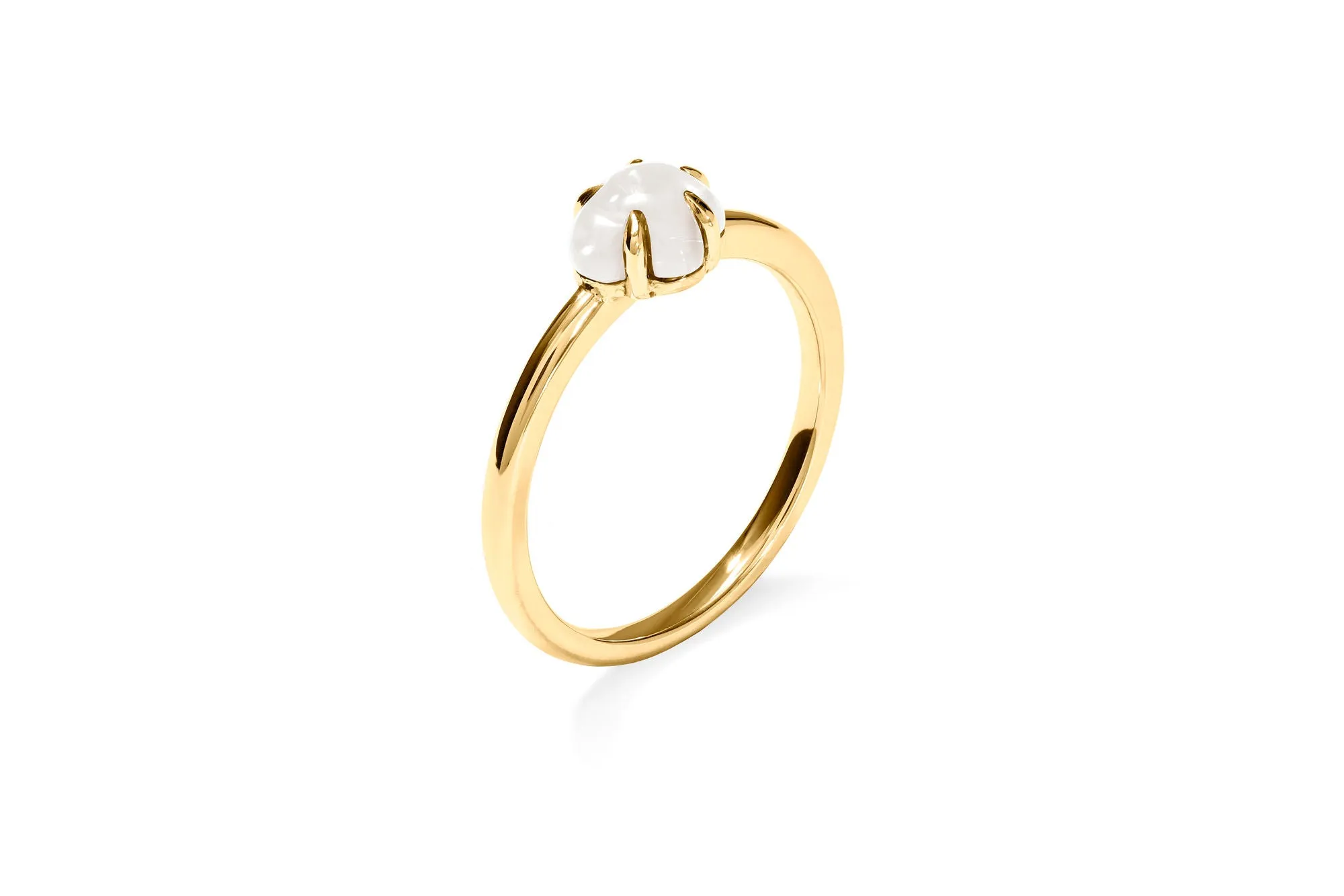 Mid Cloud 18K Gold Ring w. Milky Quartz
