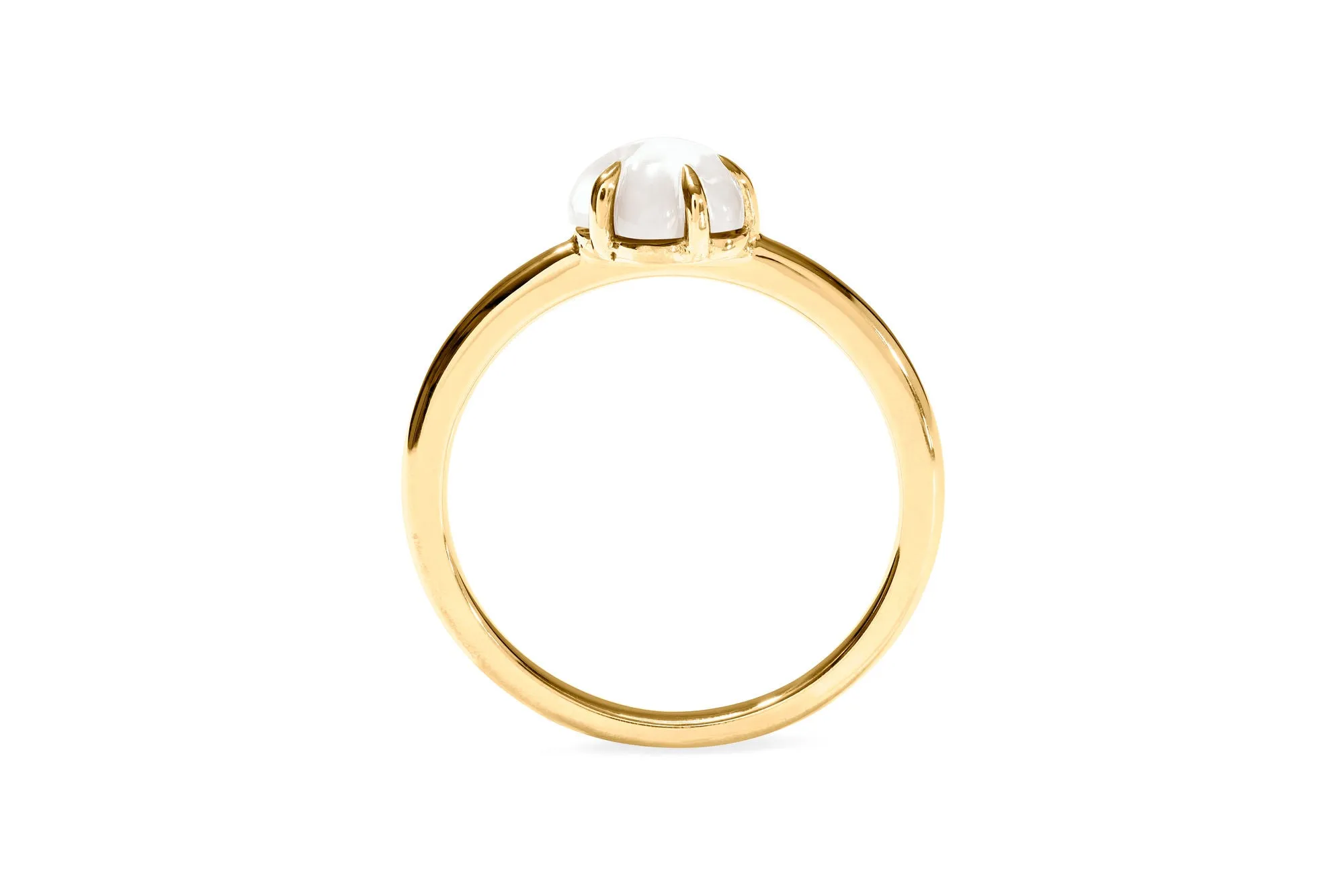 Mid Cloud 18K Gold Ring w. Milky Quartz