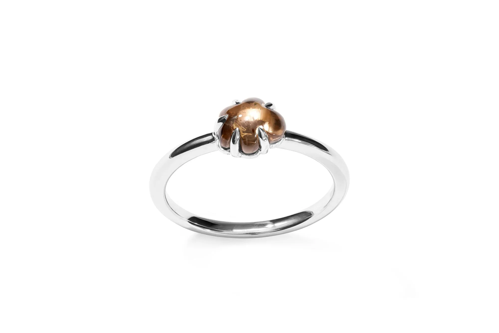 Mid Cloud 18K Whitegold Ring w. Smokey Quartz