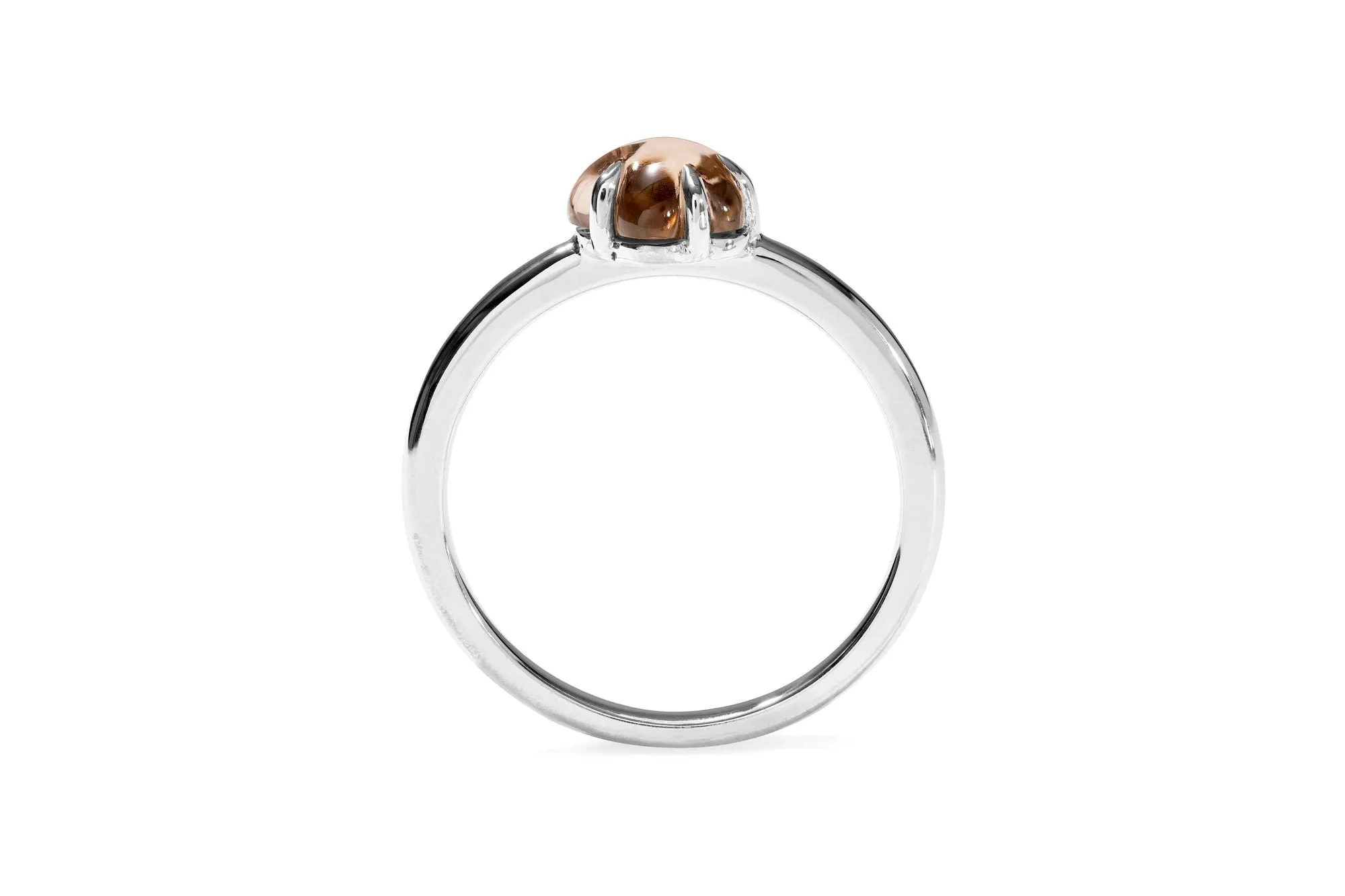 Mid Cloud 18K Whitegold Ring w. Smokey Quartz