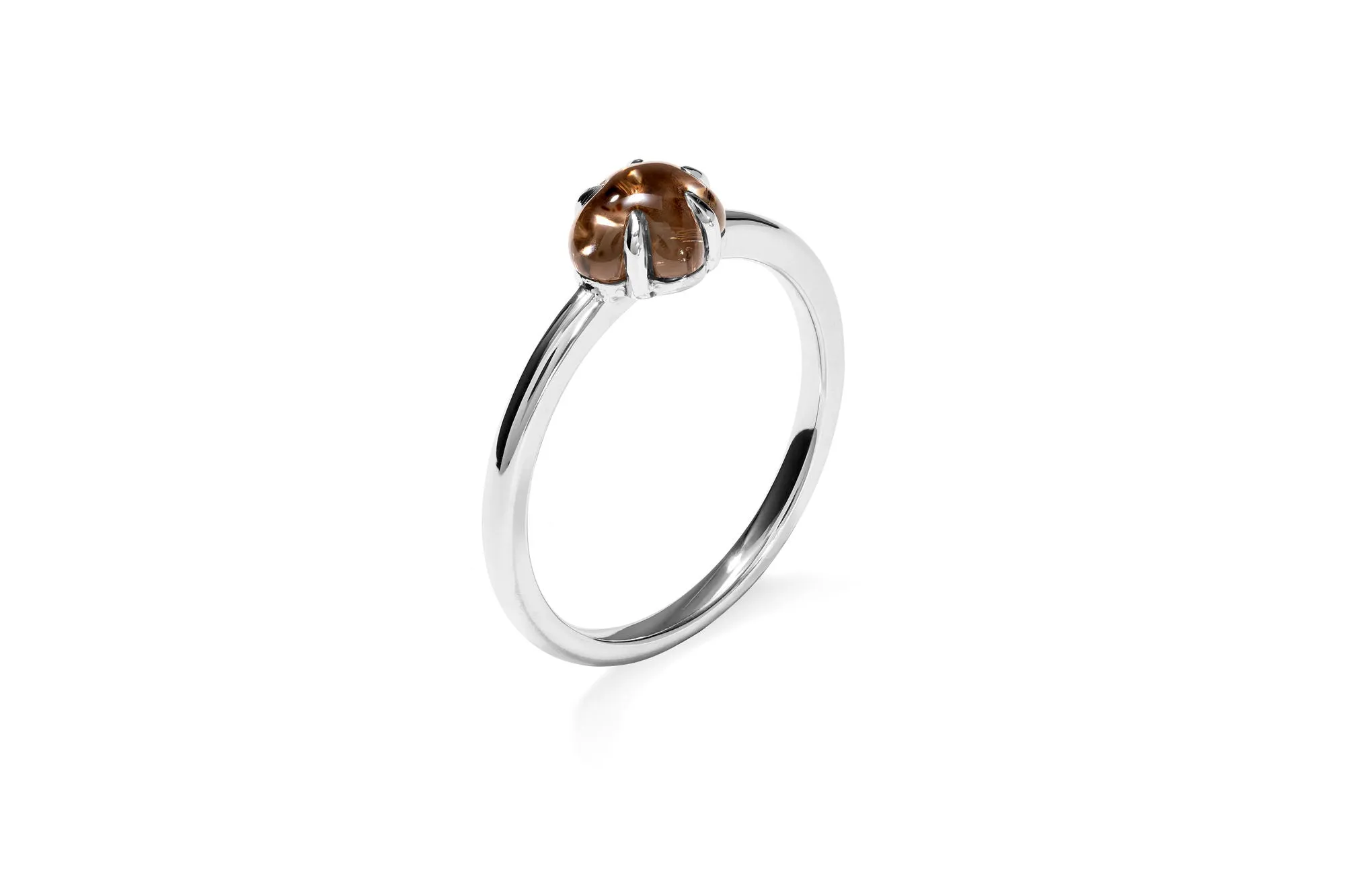 Mid Cloud 18K Whitegold Ring w. Smokey Quartz