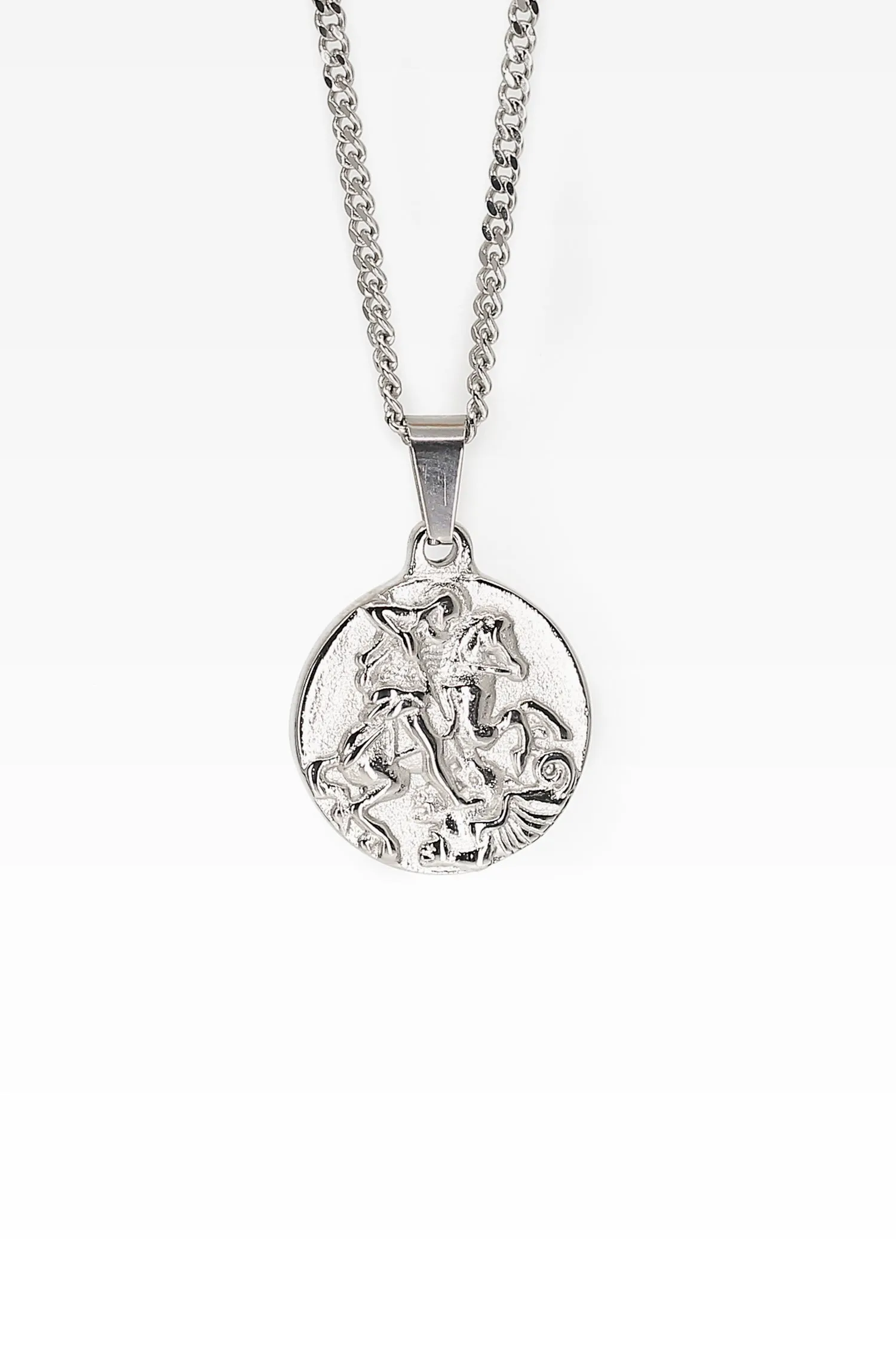 Midnight City St George Pendant & Chain Silver