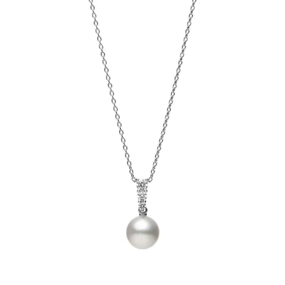 Mikimoto 18ct White Gold Akoya Pearl 0.13 ct Diamond Morning Dew Necklace