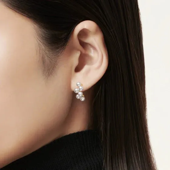 Mikimoto 18ct Yellow Gold Akoya Cultured Pearl Cluster Earrings