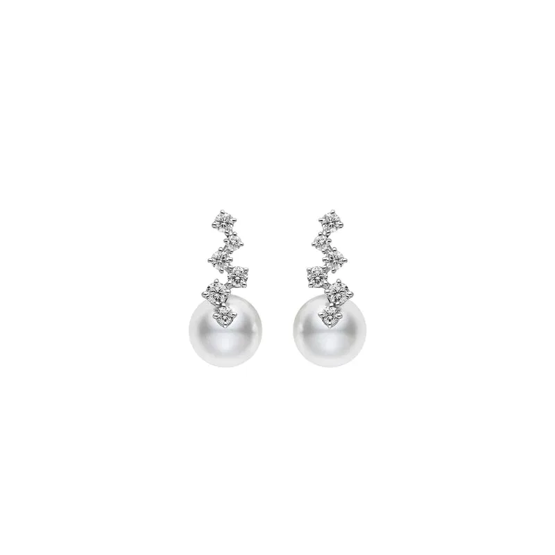 Mikimoto Starry Night 18ct White Gold Akoya Pearl Diamond Earrings