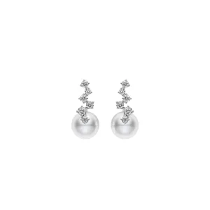 Mikimoto Starry Night 18ct White Gold Akoya Pearl Diamond Earrings