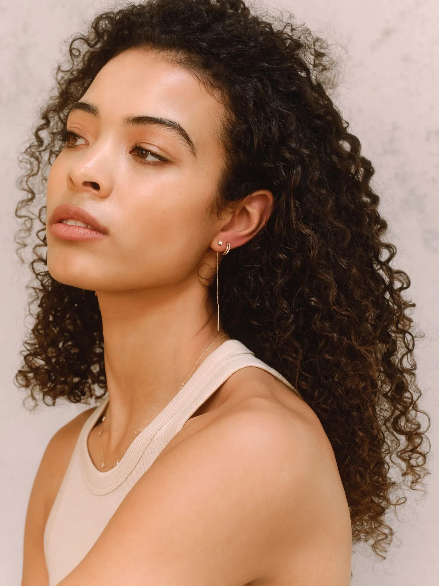 Mini Drop 18K White Gold Earrings w. Lab-Grown Diamonds