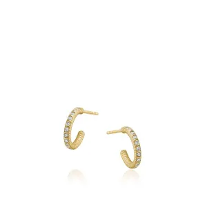 Mini Esme Galaxy 18K Gold Hoops w. Diamonds