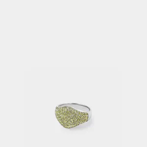 Mini Oval Cocktail Ring in Green and Silver