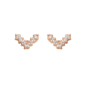 Mini V Pave 18K Rose Gold Stud w. Diamonds