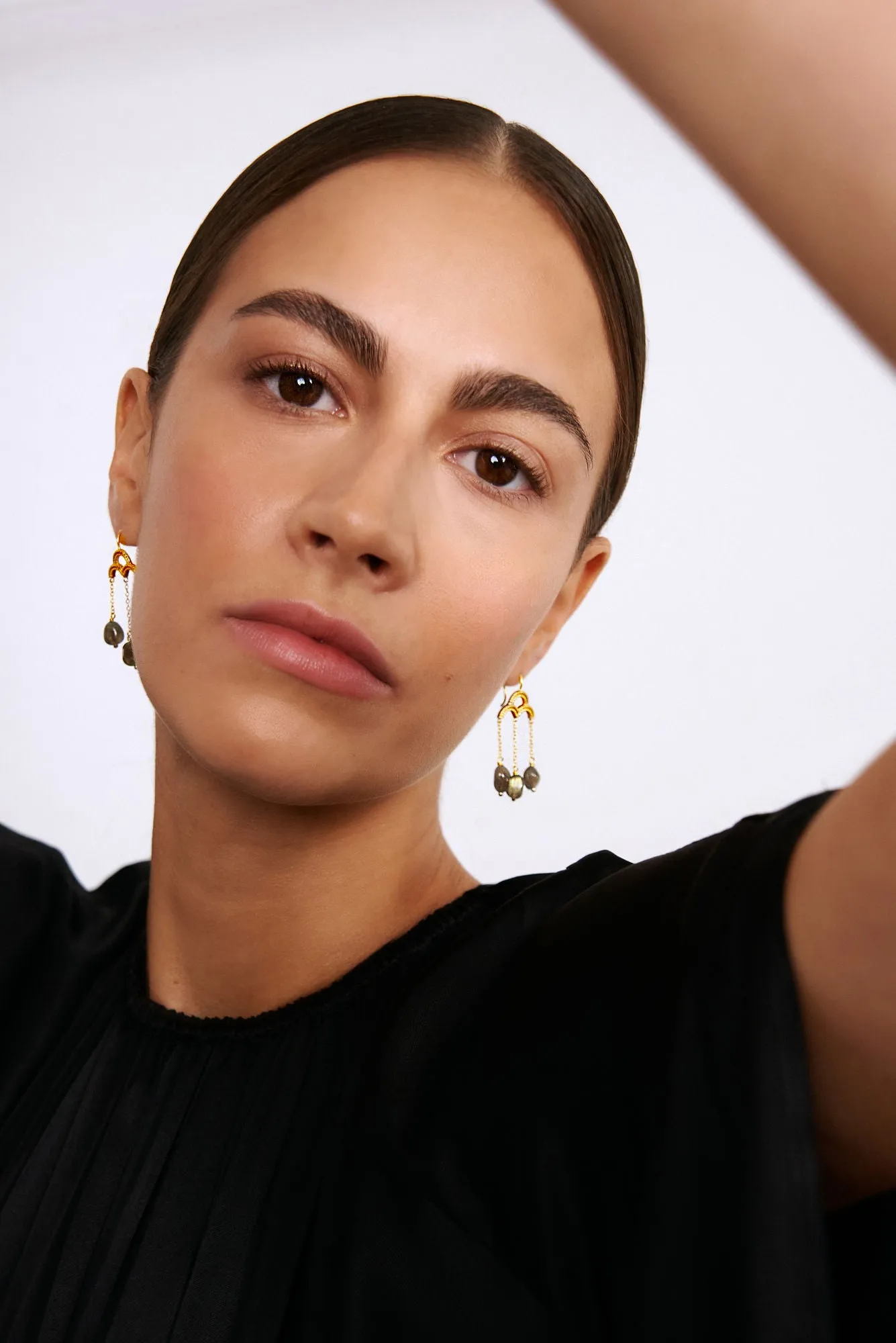 Mirage 18K Gold Plated Earrings w. Laboradorite