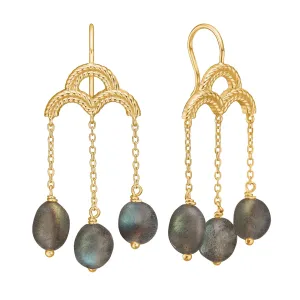 Mirage 18K Gold Plated Earrings w. Laboradorite