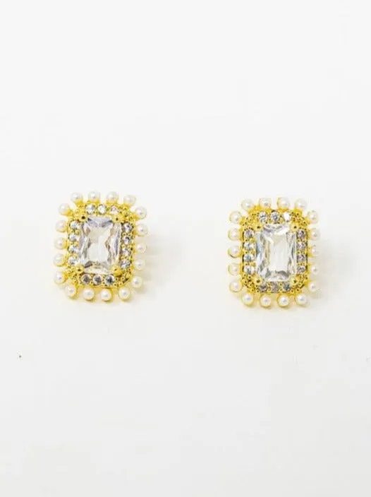 Mirror Mirror Pearl Rectangle Earring