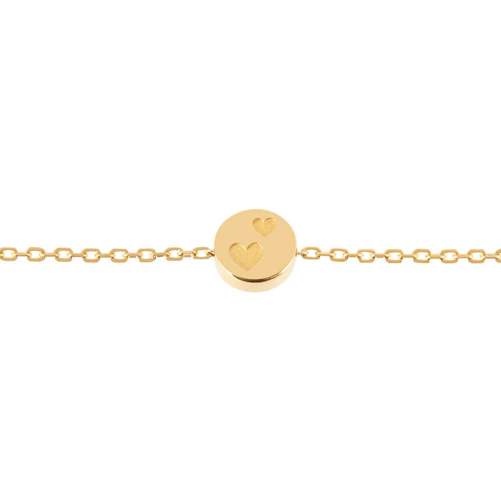 Modern Words Fine Double Heart 18K Gold Bracelet w. Diamond