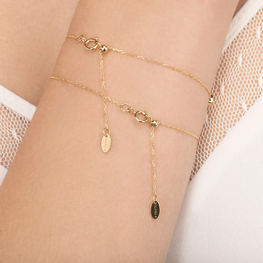 Modern Words Fine Double Heart 18K Gold Bracelet w. Diamond