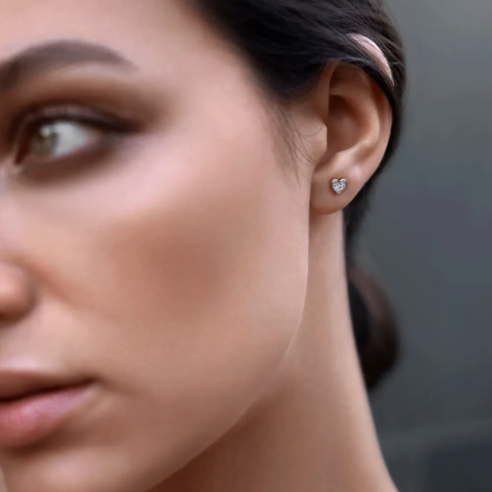 Modern Words Fine Lightning 18K Gold Stud w. Diamond