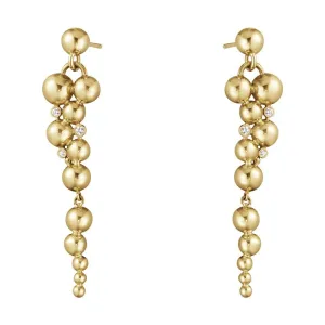 Moonlight Grapes long 18K Gold Earrings w. Diamonds