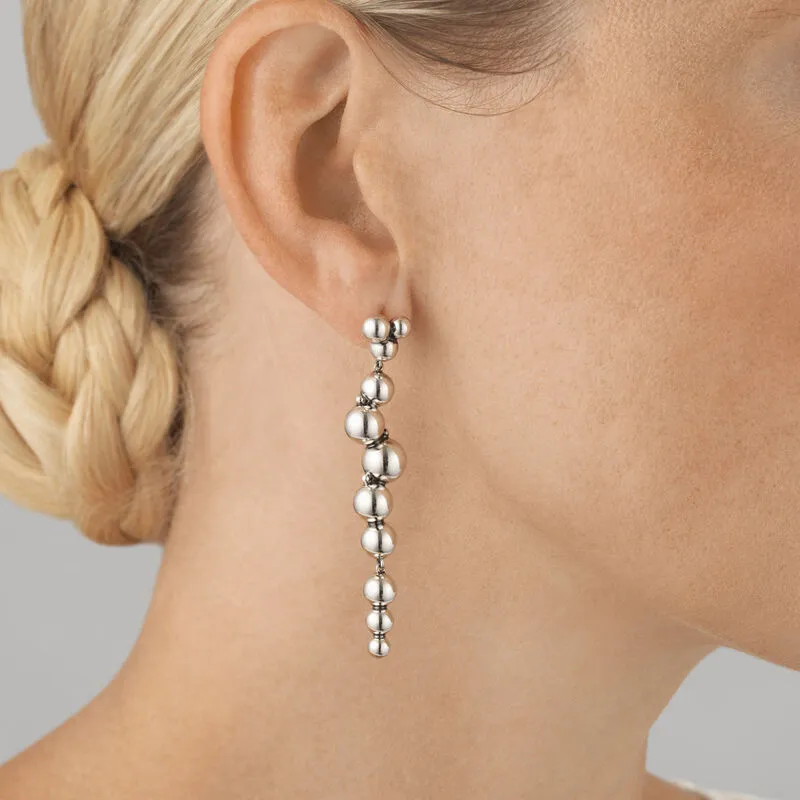 Moonlight Grapes long Silver Earrings