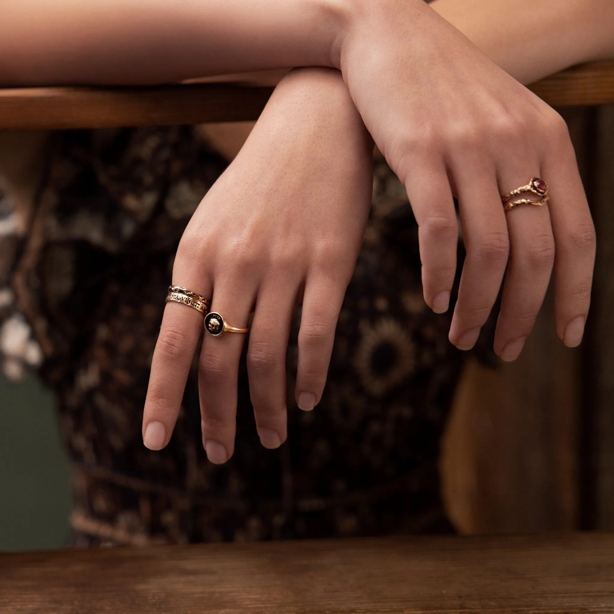 Narrow Ruby 14K Gold Faceted Stone Ring