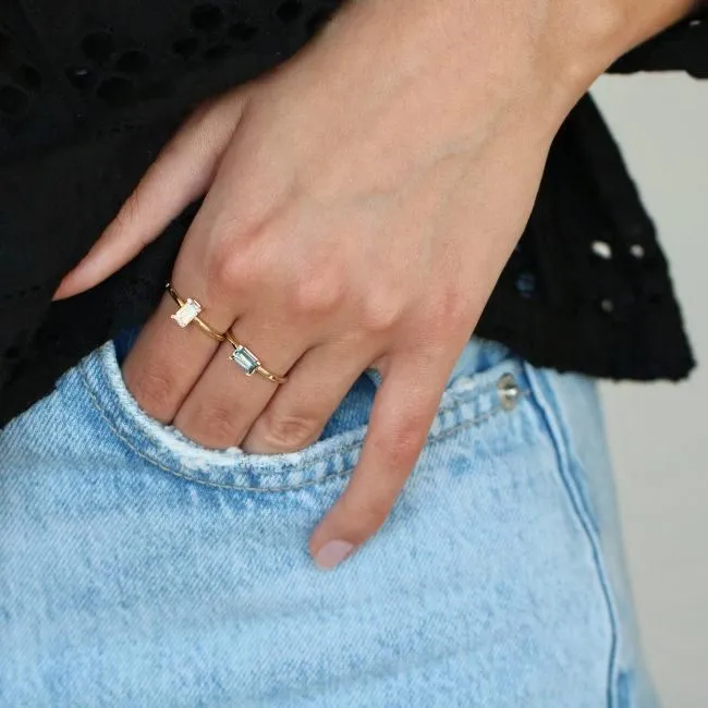 Nord Turned 18K Whitegold Ring w. White Topaz