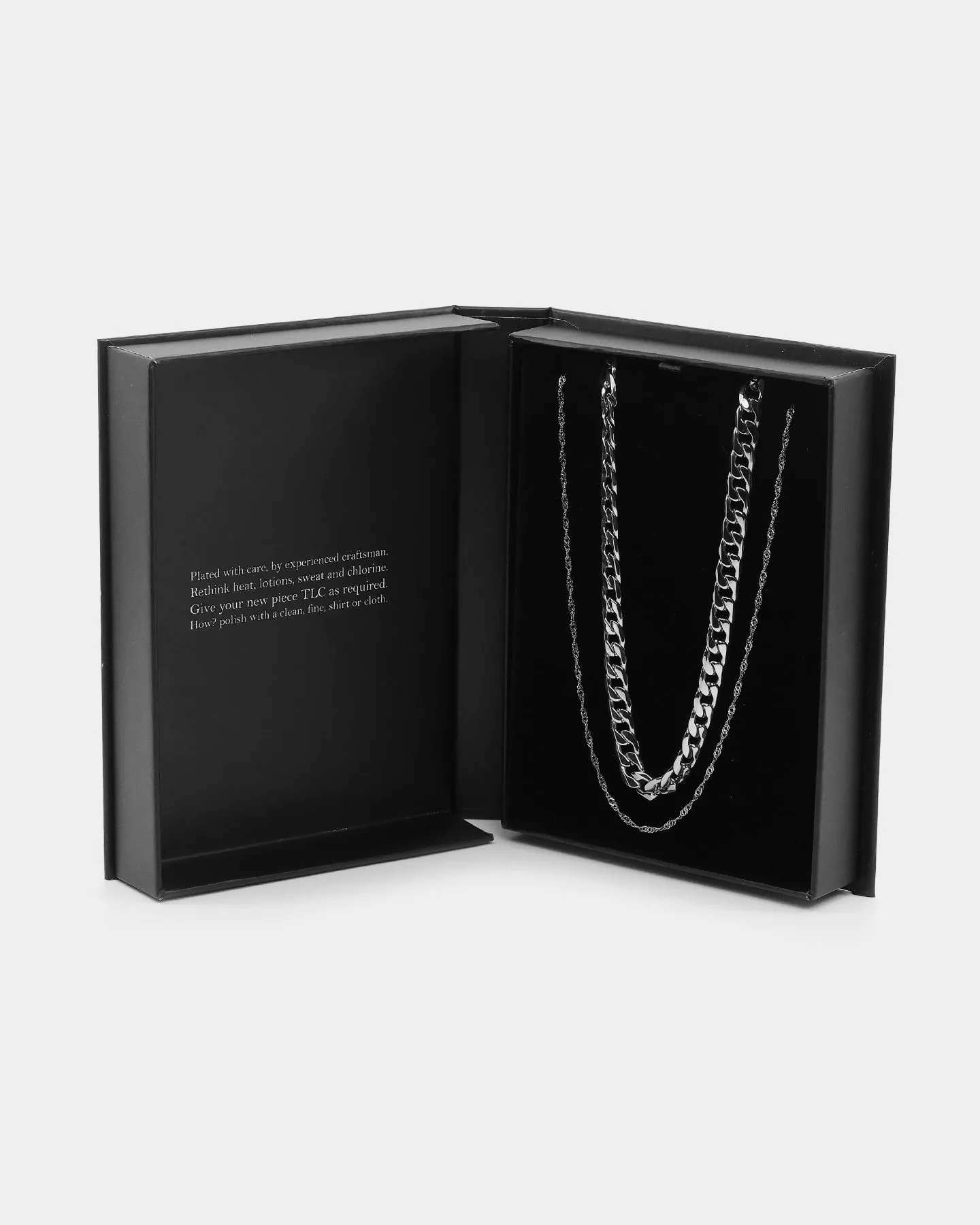 NXS Diamond Cut Double Chains White Gold