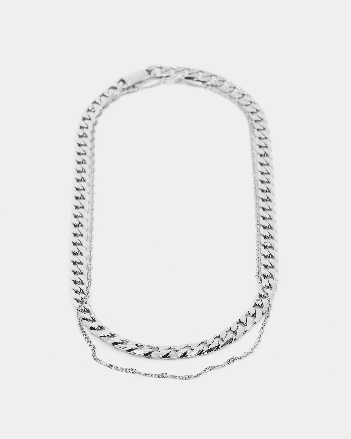 NXS Diamond Cut Double Chains White Gold