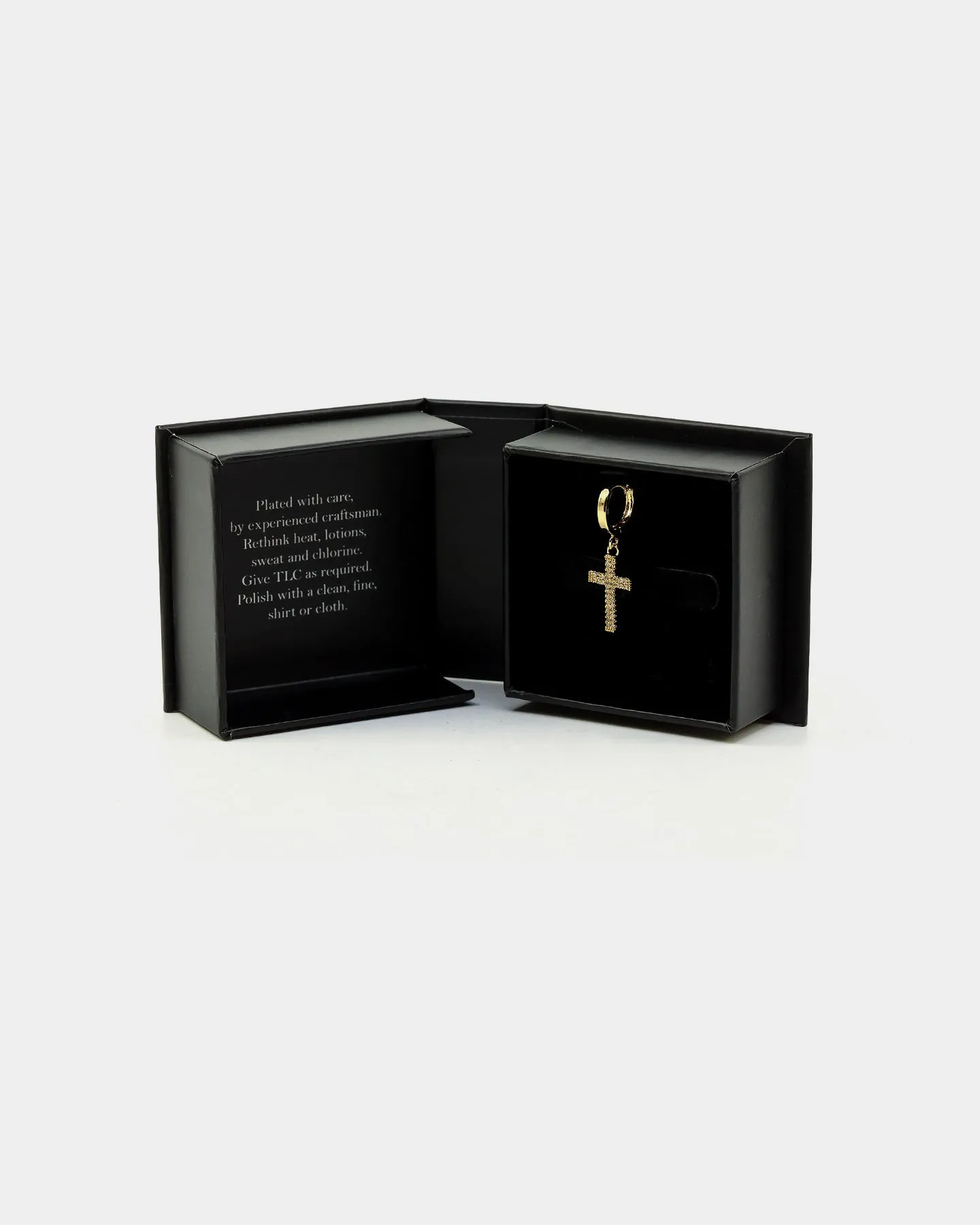 NXS Mini Cross Earring Iced Gold