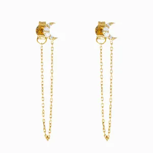 Over the Moon 18K Gold Earring w. Diamonds