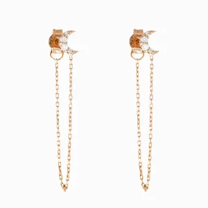 Over the Moon 18K Rose Gold Earring w. Diamonds