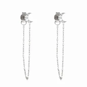 Over the Moon 18K White Gold Earring w. Diamonds