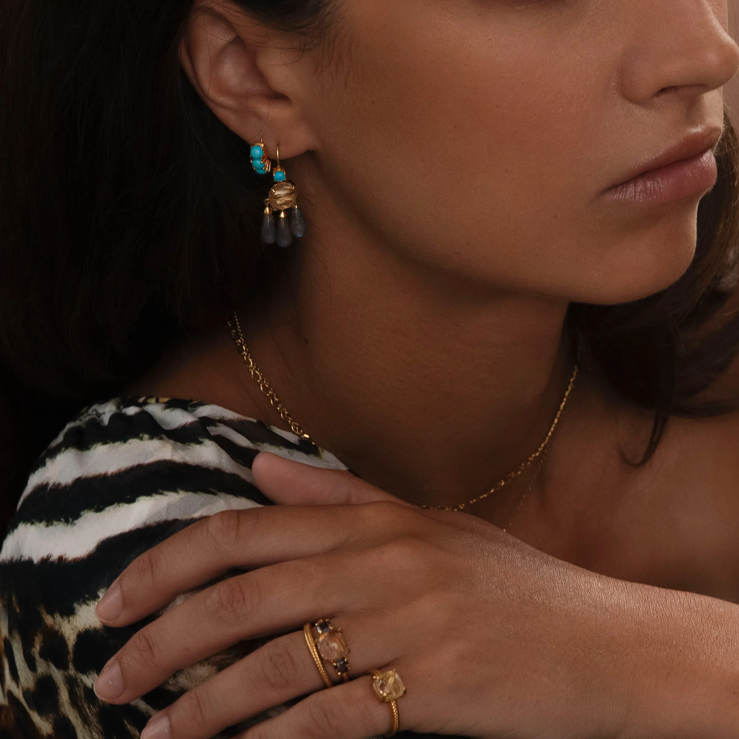 PASHA mini 18K Gold Plated Hoop w. Turquoise