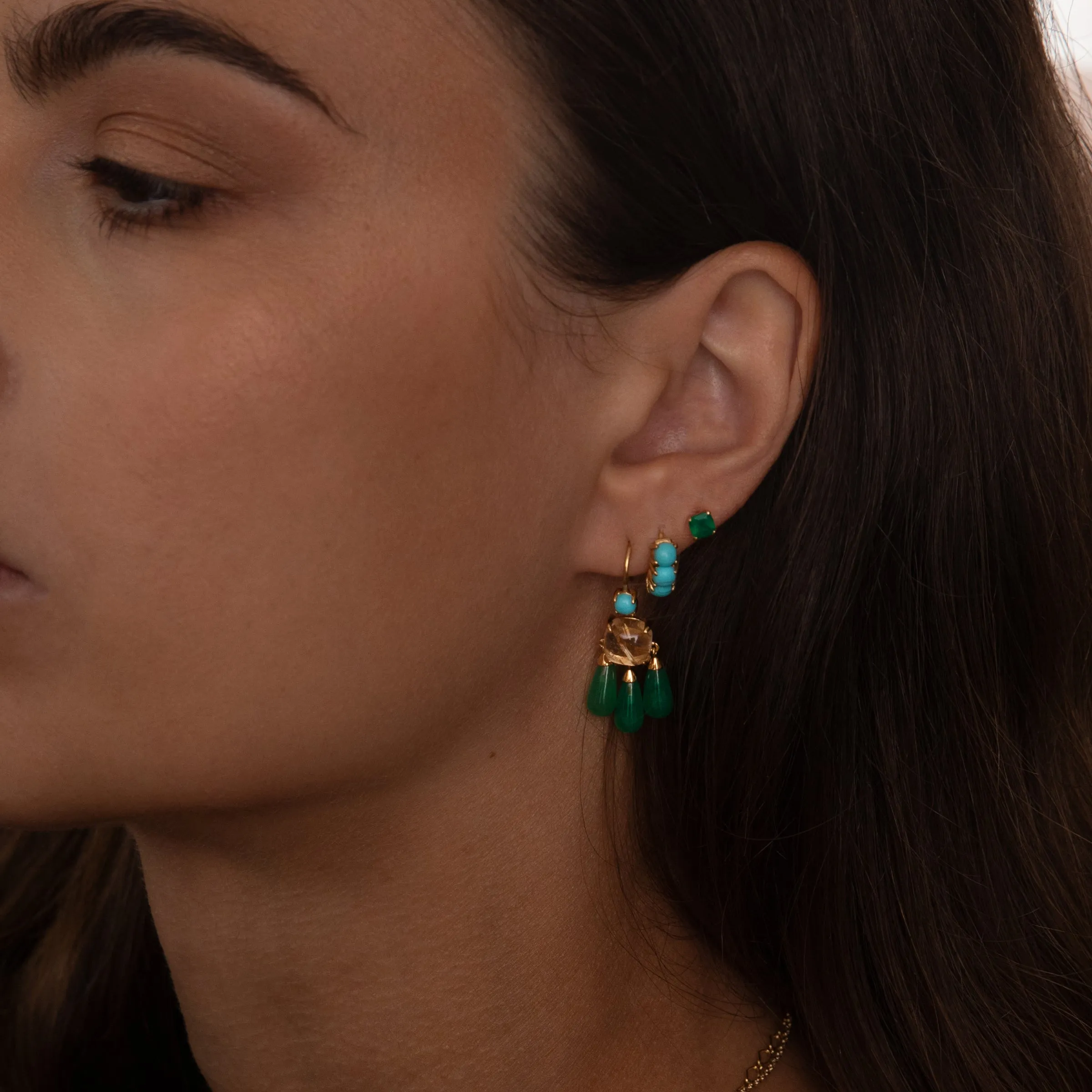 PASHA mini 18K Gold Plated Hoop w. Turquoise